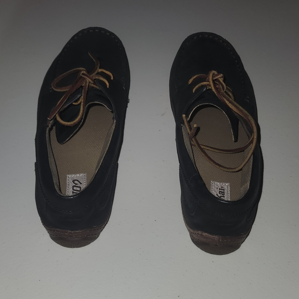 ‼️MAKE AN OFFER‼️Olukai Mano Black Leather Lace-Up Moccasin Flats Size 11 Men